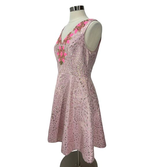 LILLY PULITZER NWT $328 Elanie Dress Pink Tropics Lagoon Jacquard SZ 10 - Picture 8 of 16